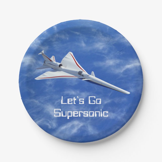 X-59 Low Boom Supersonic Jet Aircraft Paper Plate (Front)
