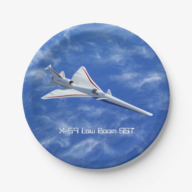 X-59 Low Boom Supersonic Jet Aircraft Paper Plate (Front)