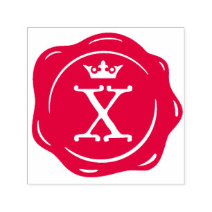 X - Antique Wax Seal Gothic Crown Initial Letter Self-inking Stamp