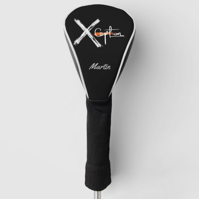 X Ception | Cool Black and White Custom Name Golf Head Cover (Front)