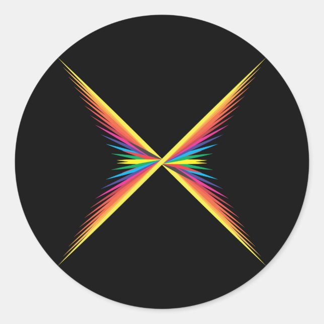 X colour spin on black classic round sticker (Front)