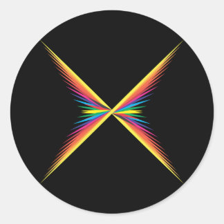 X colour spin on black classic round sticker