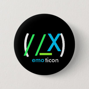 (//_X)emoticon 6 Cm Round Badge