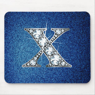 X Faux-"Diamond Bling" on Denim Mousepad