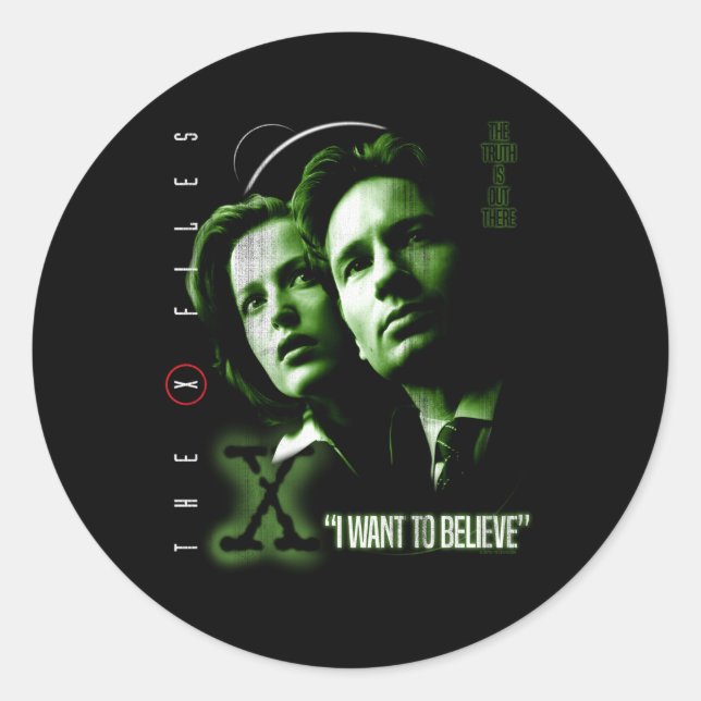 X-Files I Want To Believe Classic Round Sticker (Front)