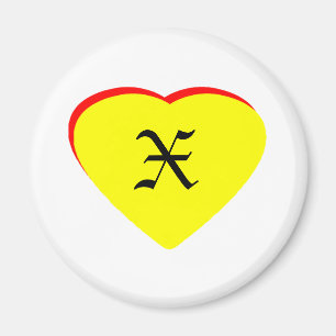 "X" Heart Yellow Red Wedding Invitation The MUSEUM Magnet