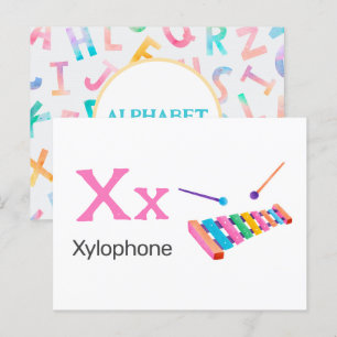 X is for Xylophone - Alphabet Flash Card