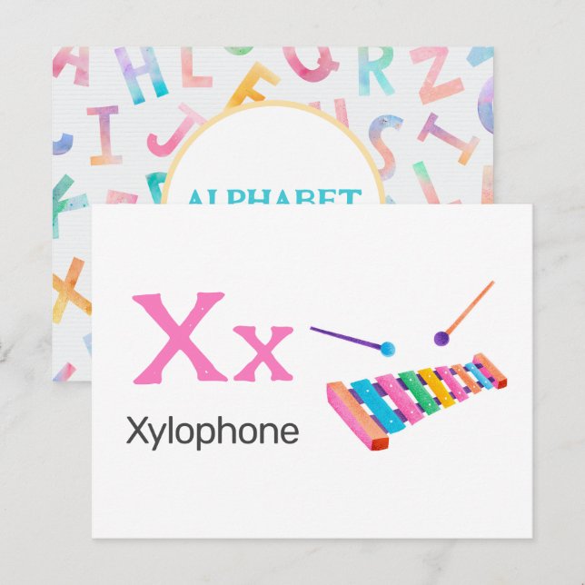 X is for Xylophone - Alphabet Flash Card (Front/Back)