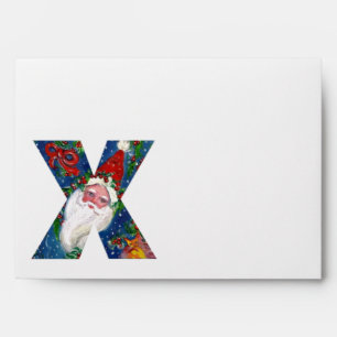 X LETTER / SANTA CLAUS WITH RED RIBBON MONOGRAM ENVELOPES