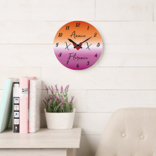 X Love X Sunset Lesbian Flag Large Clock