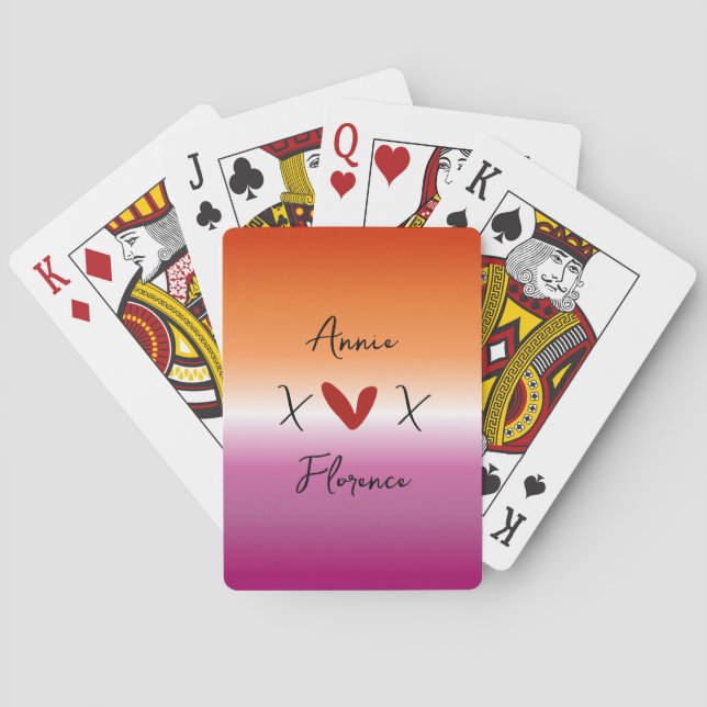 X Love X Sunset Lesbian Flag Playing Cards (Back)