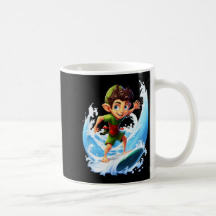 X-mas Christmas Elf Riding Surfboard Surfboard  Coffee Mug