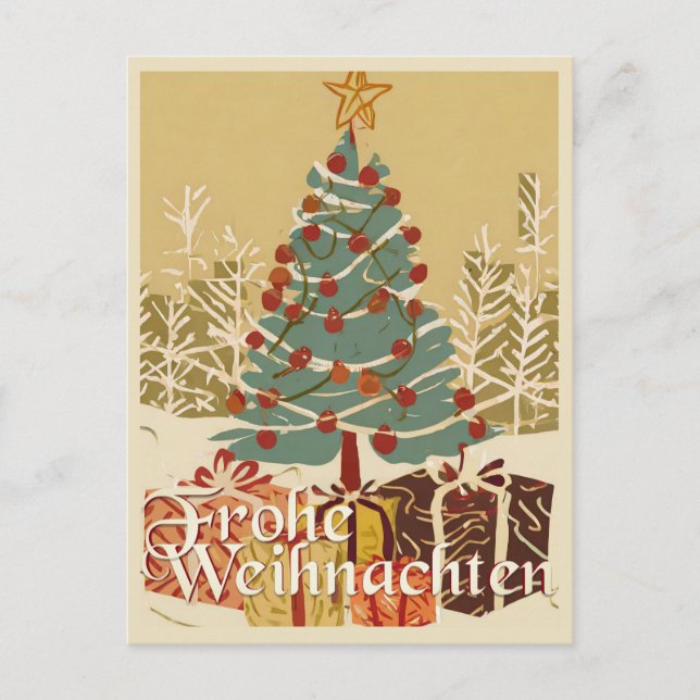 X-Mas Motiv, mit Geschenken unterm Weihnachtsbaum Holiday Postcard (Front)