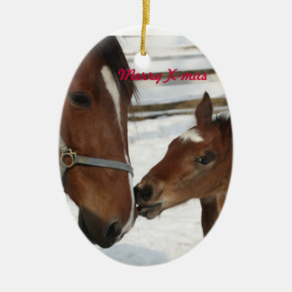 X-mas ornament/mare & foal ceramic tree decoration