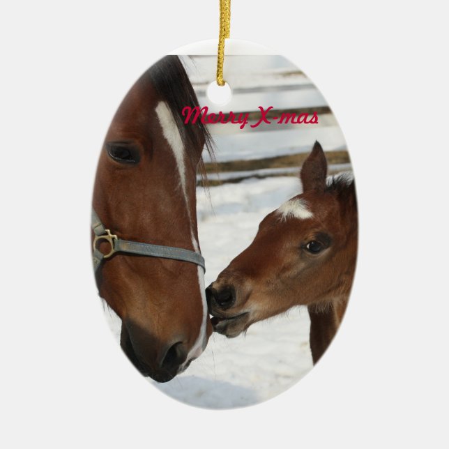 X-mas ornament/mare & foal ceramic tree decoration (Front)