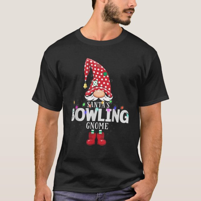 X Mas Santa s Bowling Gnome Christmas Matching  T-Shirt (Front)