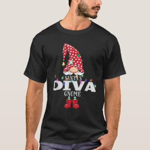 X Mas Santa s Diva Gnome Christmas Matching T-Shirt