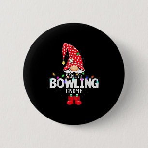 X-mas Santa's Bowling Gnome Christmas Matching  6 Cm Round Badge