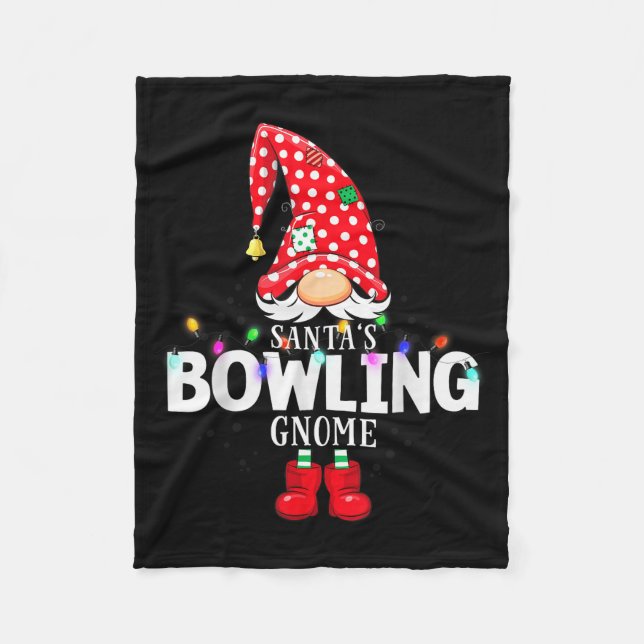 X-mas Santa's Bowling Gnome Christmas Matching  Fleece Blanket (Front)