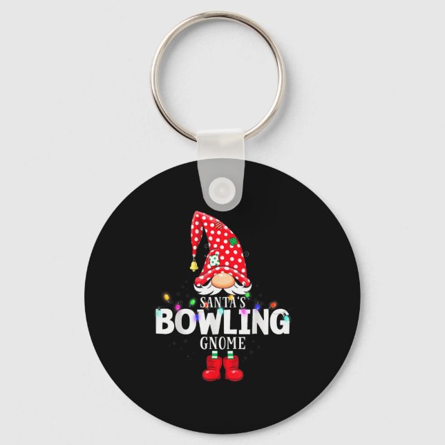 X-mas Santa's Bowling Gnome Christmas Matching  Key Ring (Front)