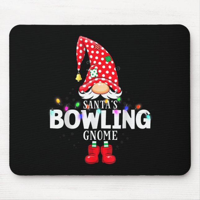 X-mas Santa's Bowling Gnome Christmas Matching  Mouse Mat (Front)