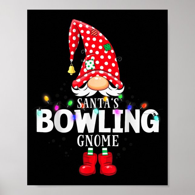 X-mas Santa's Bowling Gnome Christmas Matching  Poster (Front)