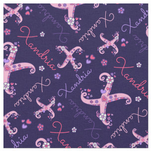 X monogram and personalised name Willow fabric