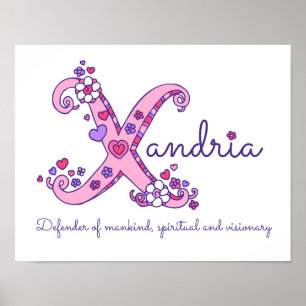 X monogram art Xandria girls name meaning poster