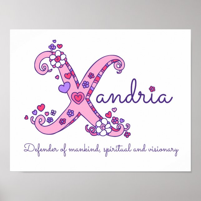 X monogram art Xandria girls name meaning poster (Front)