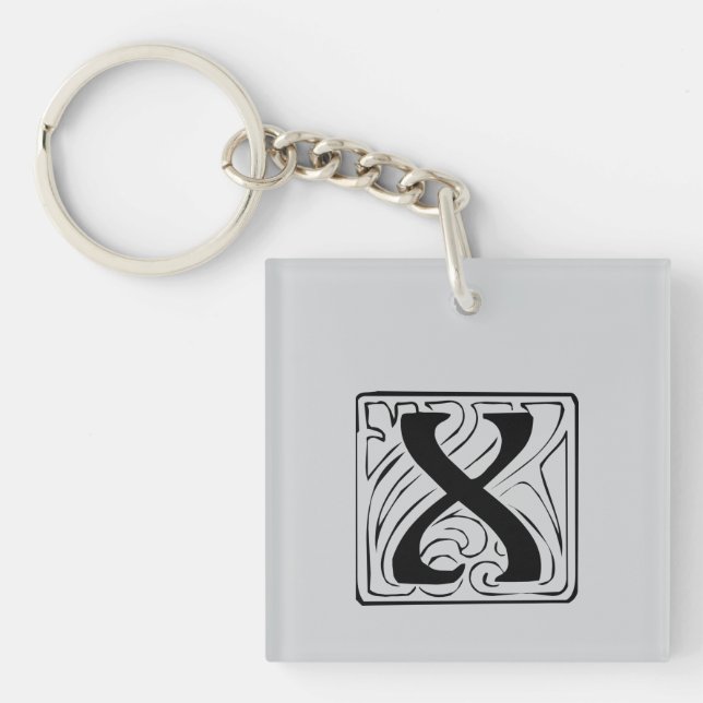 X Monogram black Key Ring (Front)