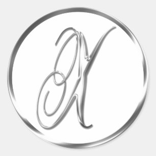 X Monogram Faux Silver Envelope Or Favour Seal