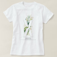 X Monogram Gold Greenery Leaves Elegant
