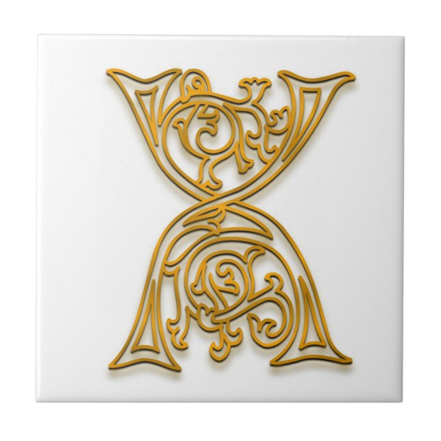 X Monogram "Irish Gold" Ceramic Tile (Front)