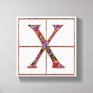 X Monogram Trajanus Red design 8"x8" Canvas Print