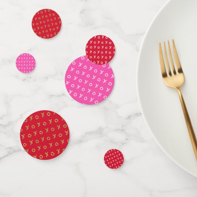 X & O'S XO'S XO Valentine Party Red Pink Gold Confetti (Group)