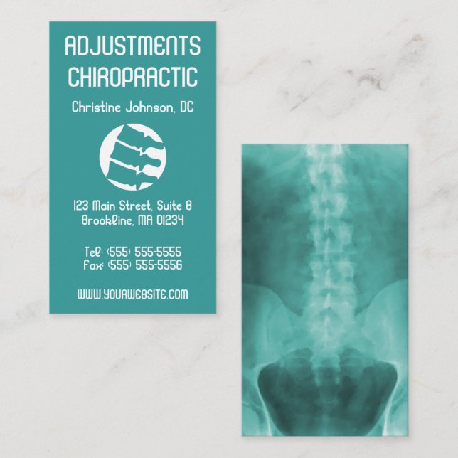 X-Ray Art Vertical Chiropractic Business Cards (Front/Back)