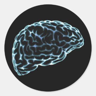 X-RAY BRAIN SIDE VIEW BLUE CLASSIC ROUND STICKER