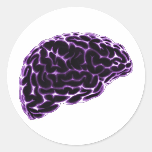 X-RAY BRAIN SIDE VIEW PURPLE CLASSIC ROUND STICKER (Front)