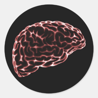 X-RAY BRAIN SIDE VIEW RED CLASSIC ROUND STICKER
