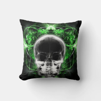  X-Ray Butterfly Fractal Skull - Green Cushion