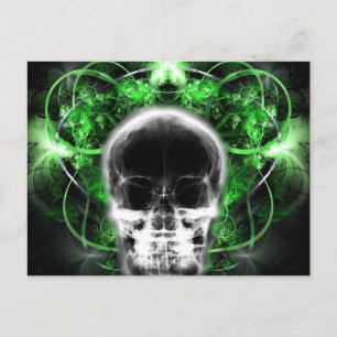 X-Ray Butterfly Fractal Skull - Green Postcard