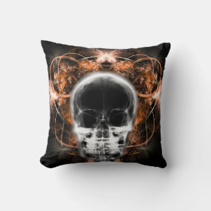  X-Ray Butterfly Fractal Skull - Orange Cushion