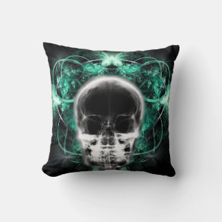  X-Ray Butterfly Fractal Skull - Teal Cushion