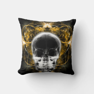  X-Ray Butterfly Fractal Skull - Yellow Cushion