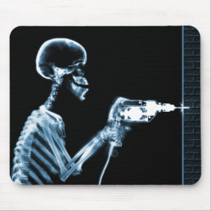 X-RAY CONSTRUCTION SKELETON DRILLING BLUE MOUSE MAT