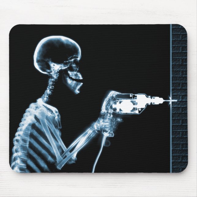 X-RAY CONSTRUCTION SKELETON DRILLING BLUE MOUSE MAT (Front)