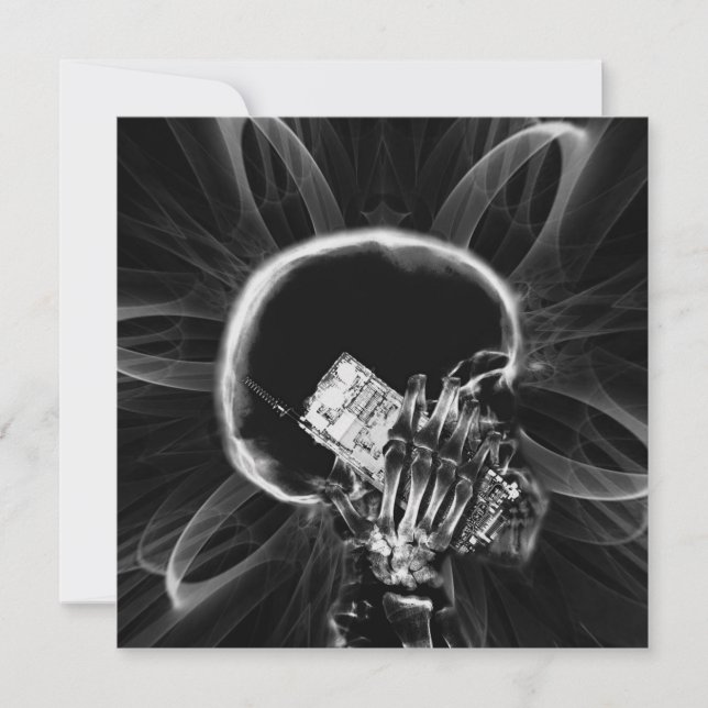 X-ray Fractal Flower Smartphone Skeleton - B&W (Front)