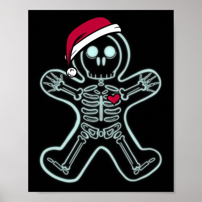 X-ray Gingerbread Man Skeleton Christmas Nurse Xra Poster (Front)