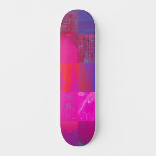 X-ray Girls Glitch Art Grid Hot Pink Skateboard
