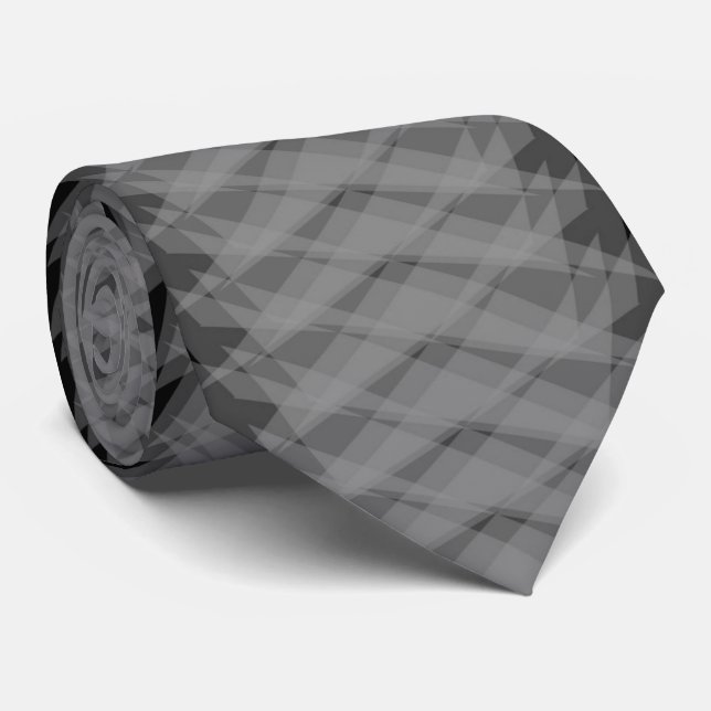 X Ray Gray On Black Spiny Modern Abstract Design Tie (Rolled)